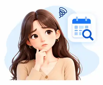 会議の時間変更に悩む女性