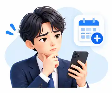 カレンダー登録に悩む男性