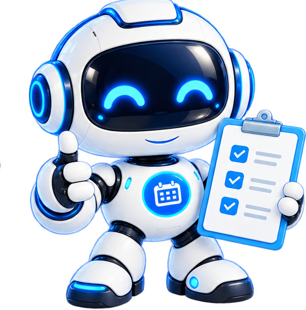 チェックリストを持つAI秘書ロボット